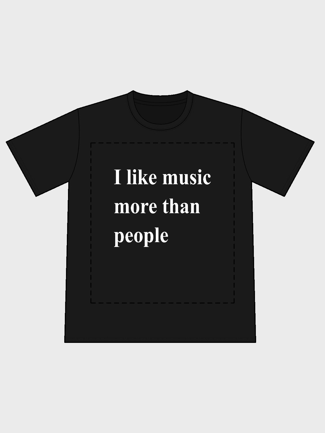 I like music more than people black - Front