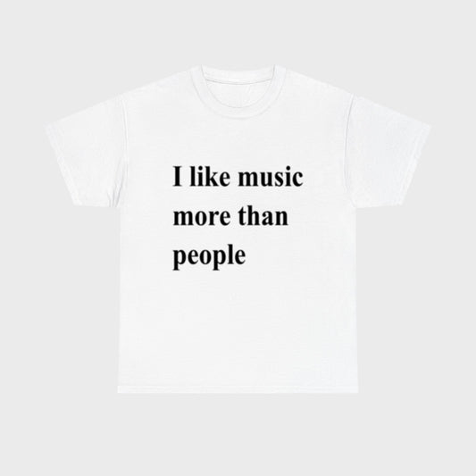 I like music more than people tee bianca - Fronte
